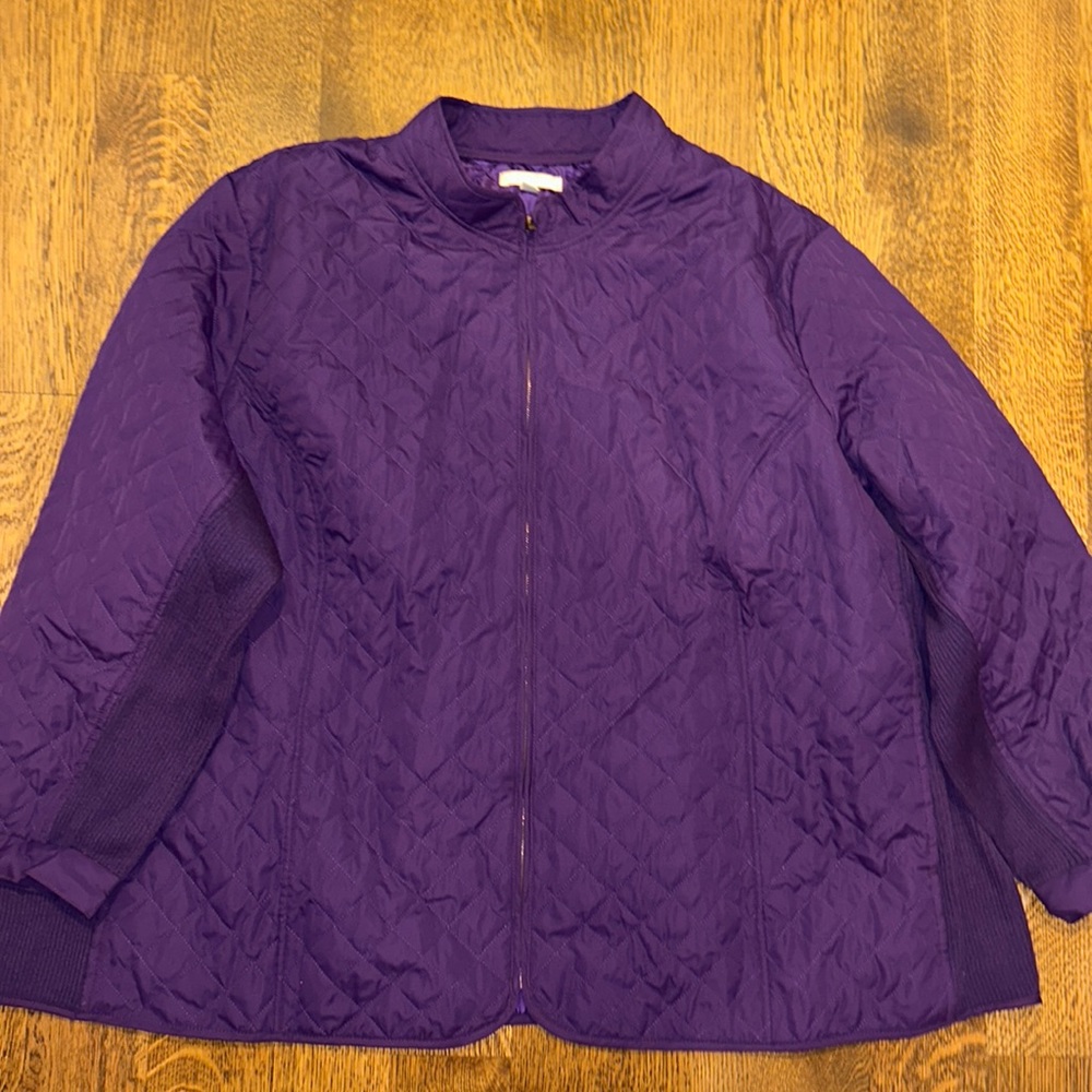 Woman Within 5X Purple Quilted Coat Jacket